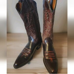 Women Brown  Cowboy Boots - Magic Flex Texas - Made in USA size 7.5D